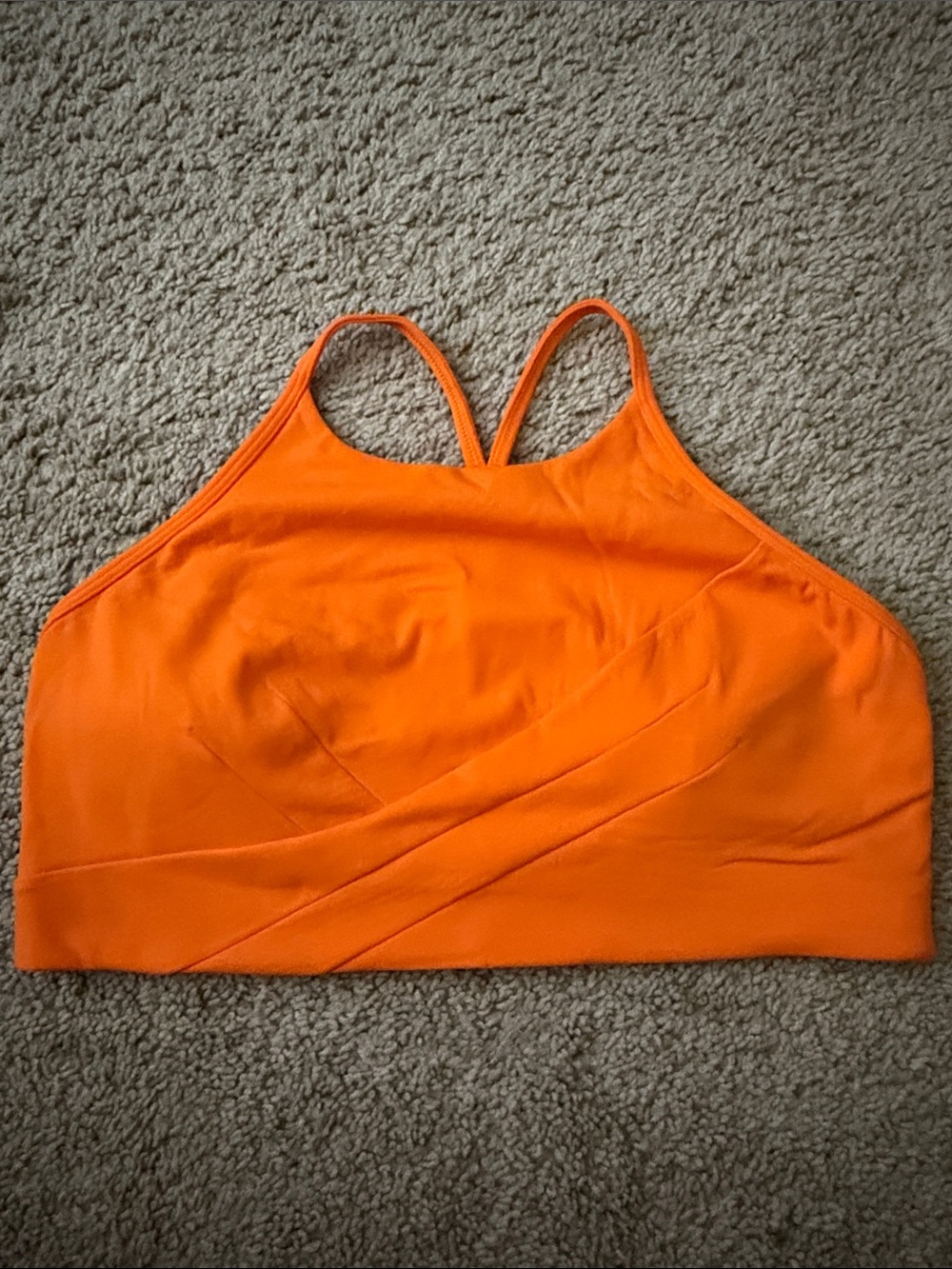 LuluLemon High-Neck Orange Strappy Women's Sports Bra